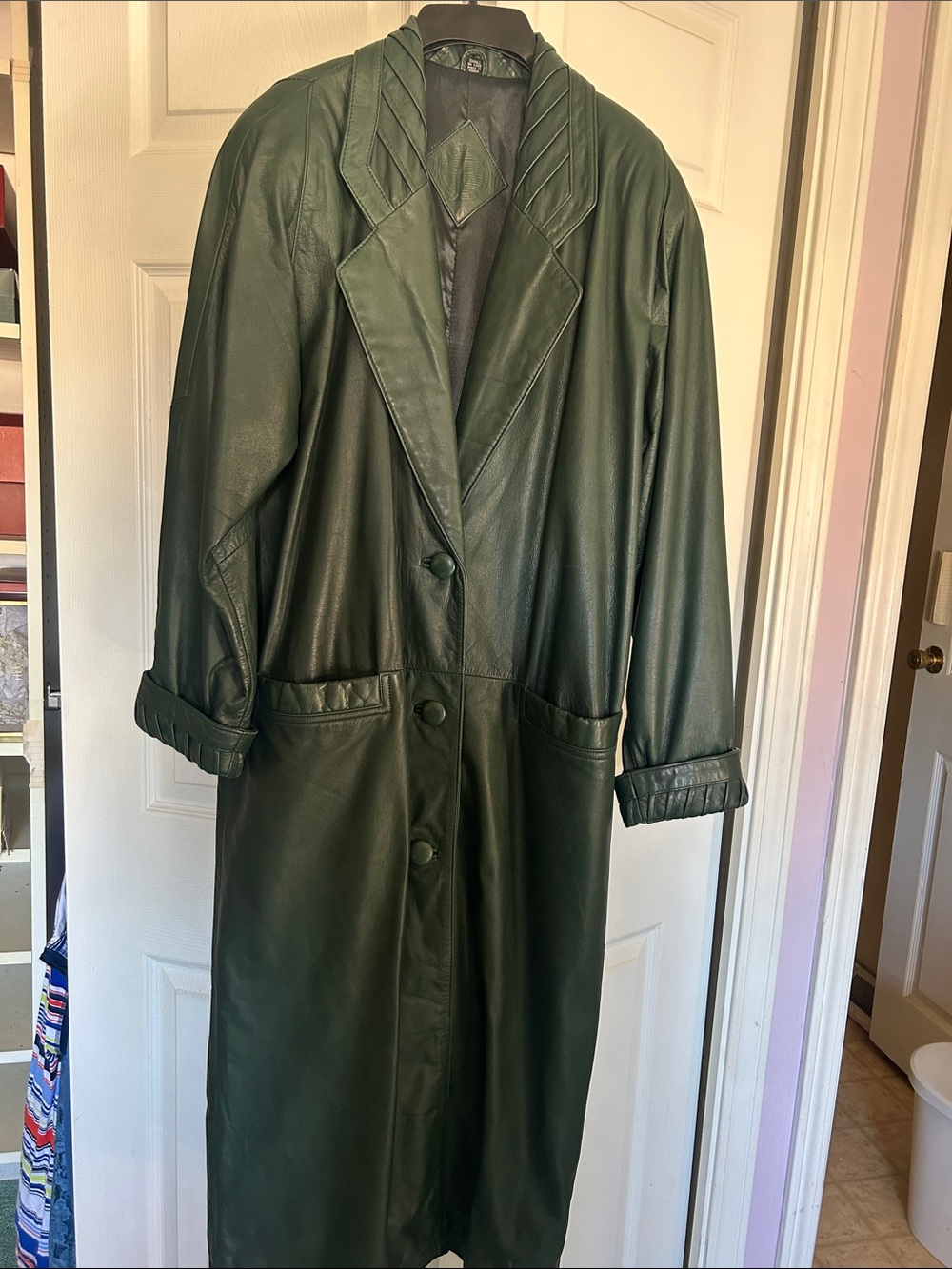 Jacqueline Ferrar Dark Green Leather Long Coat